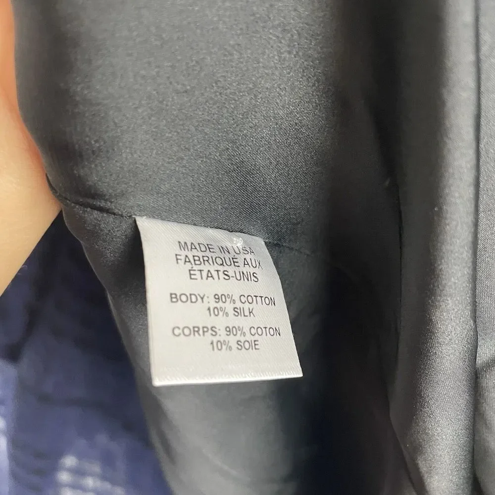 NEW PUBLIC SCHOOL Blue Black Plaid Flannel Mixed Silk Cotton Ema Midi Dress XS - Picture 10 of 10